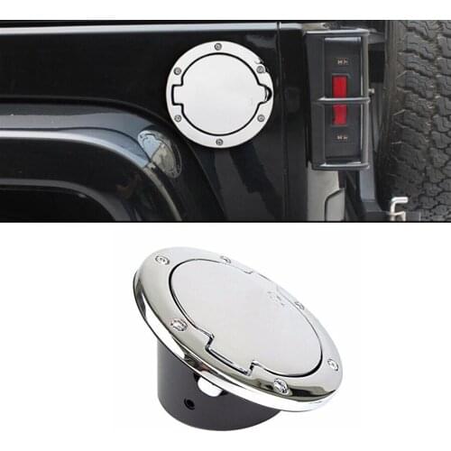Chrome Car Fuel Filler Door Cap Oil Gas Tank Cover for JEEP Wrangler JK JKU Sport Rubicon Sahara Unlimited 07-17 2/4 Door