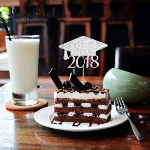 MagiDeal 20pcs 2018 Graduation Cap Cake Toppers Grad Party Cupcake Picks Decorations