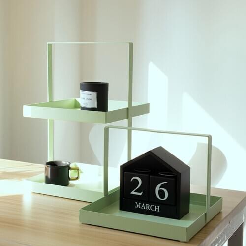 Matte green storage trays bathroom racks home decoration jewelry display plate for makeup/ perfume/ candle holder stand