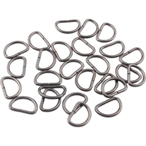 100pcs 11mm Metal D rings Non-Welded Webbing Dog Collar Backpack Outdoor Bag Straps Belt Buckle DIY Sewing Accessory Gun black