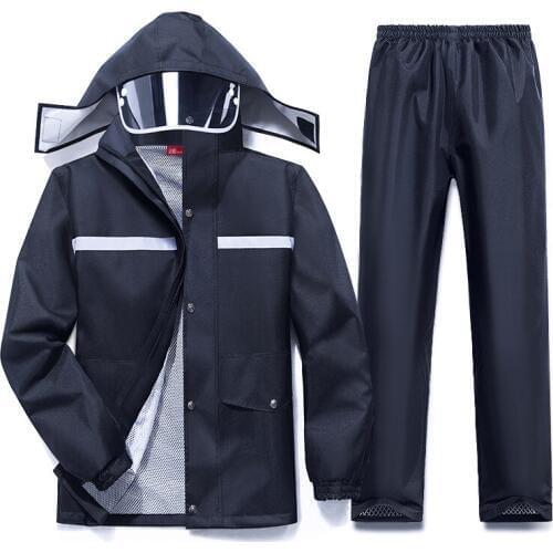 Fashion Safety Reflective Raincoat Rain Pants Set Split Waterproof Male Adult Battery Car Ride Twin Thicken Riot Raincoat