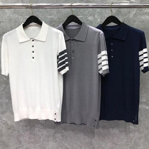 2021 Fashion Brand Shirts Men Casual Slim Fit Cotton Summer Short Sleeve Striped Breathable Polo Clothing
