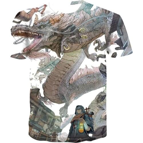 2020 summer new fashion 3D t-shirt mens versatile short sleeve personalized creative design cartoon long versatile Top Mens