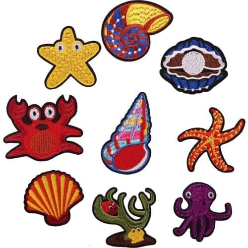 New Arrival Underwater World Patches Wholesale Pearl Starfish Conch Patch Iron Patches for Clothing Child Diy Ironing Stickers