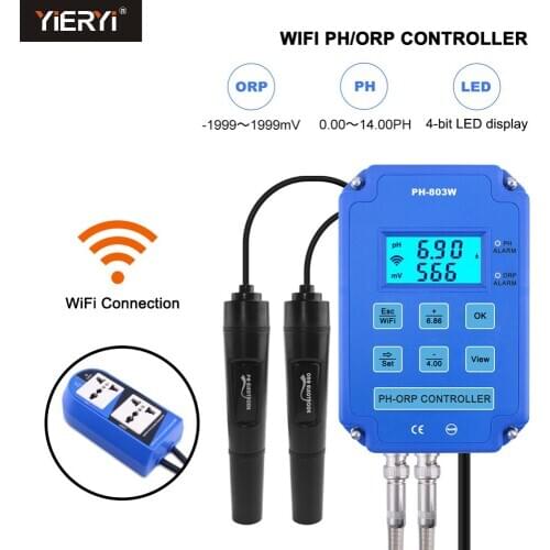 New PH ORP Redox Controller wifi Output Power Relay Monitor for Aquarium Hydroponics Plant Pool Spa BNC Replaceable probe