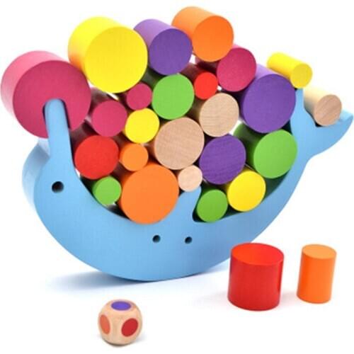 Montessori Educational toy Wooden 3D Dolphin balance Wooden Sensory Brain Training Mathematics Jigsaw Intellectual LearningToy