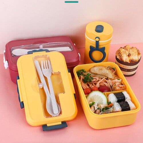 Protable 1000ML Lunch Box for School Office Leak-Proof Microwave Bento box with compartments Tableware Kitchen Food Container