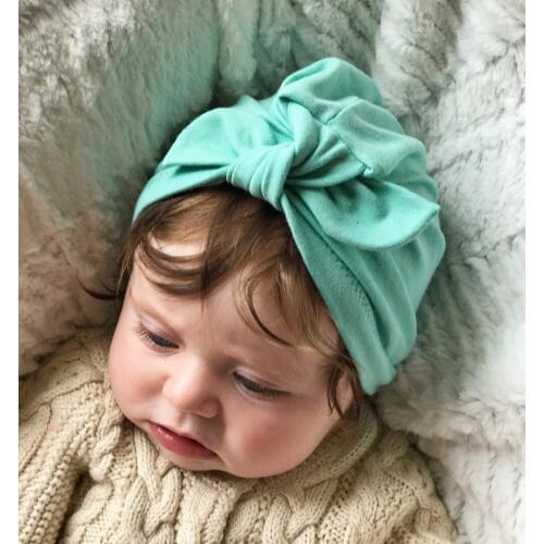 Baby girls Solid Knot Hats Newborn Hood Turban Cotton Knotted Cap Unisex Toddlers Large bow Infant Hats BeBe Head Accessories