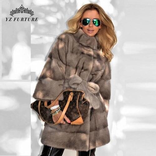 2021 Top Fashion Recommend Women Real Mink Fur Coat Stand Collar Thicken Women Real Mink Fur Outwear Fur Genuine Outer Clothing