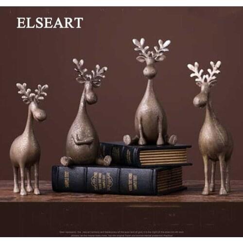 Nordic Creative cute resin deer figurines vintage statue home decor crafts room decoration objects resin animal figurines gifts