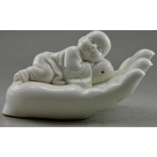 5.9 inch / Dehua white porcelain of China Buddhism sleep boy bergamot sculpture