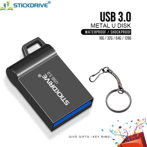 Fashion Super Mini metal usb flash drive 8GB 16GB pen Drive 32GB 64GB128GB usb 3.0 flash stick pendrive free ship with key ring