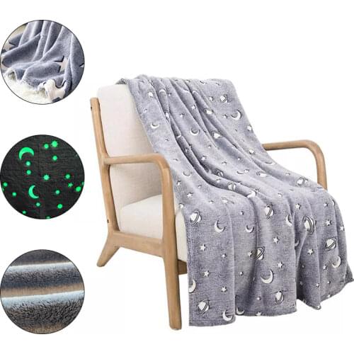 Luminous Warm Flannel Blankets Night Fluorescent Geometric Print Sheet Sofa Throw Bedspread Childrens Siesta Leisure Coverings