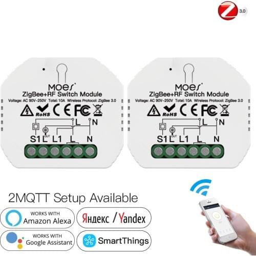 Tuya ZigBee +RF Smart Light Switch Module SmartThings Required APP Remote Control Work With Alexa Google Home For Voice Control