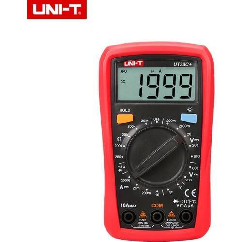 UNI-T UT33C+ Digital Multimeter Voltmeter Ammeter Resistance Meter C/F Temperature Tester