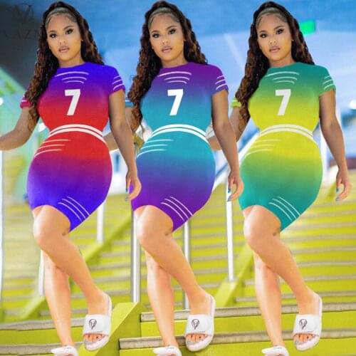 VAZN Top Quality 2021 Party Cocktail Gradient Ramp Dress Women Elegant Fashion Mini Dress Slim Dress Club Birthday Shinny Dress