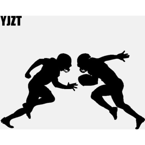 YJZT 15.3CM*8.5CM Football Players Sports Car Sticker Safety Vinyl Decal Black/Silver C3-1628