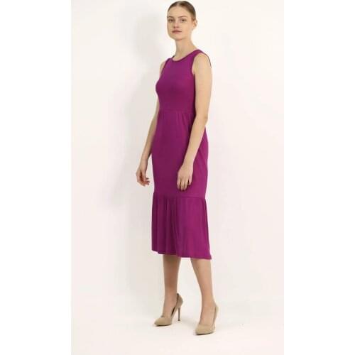 Elastic Waist Floral Dress Purple 100% Turkish Product dresses women summer-dresses-women dress-party dresses-urban-casual women