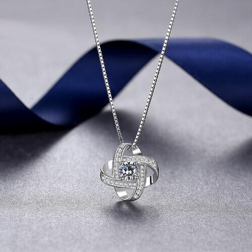 New fashion100% 925 Sterling silver Necklace Clear Zircon Six-star Pendant Sparkling Choker Necklace Hot Selling Women Jewelry