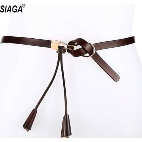 Womens Dress Decorative Skirt Cowhide Fashionable Versatile Casual Fringe Ladies Leather Pants Belts Women 1.0cm AK049