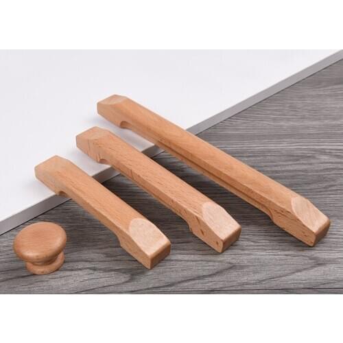 1PCS Cabinet Wardrobe Solid Wood Handles and Knobs Door Drawer Closet Dresser Pulls Furniture Hardware