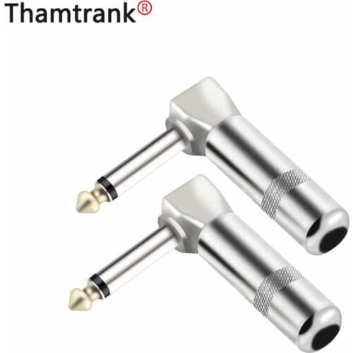 Metal Zinc Alloy 1/4'' Phone Jack Balance Audio Connector Right Angle 6.35MM/6.3/6.5MM Jack 3Pole Stereo Speaker Plug 10pcs/lot