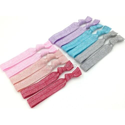 5/8" Fold Over Elastic Hair Band Metallic Hair Tie Wholesale Girls Ponytail Holder DIY Headwear Hair Accessory