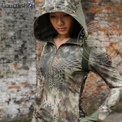2019 Kryptek Typhon Camo Women Hoodies Camouflage Hooded Military Sweatshirts Overalls Quick Dry Pullovers Tops Autumn Winter