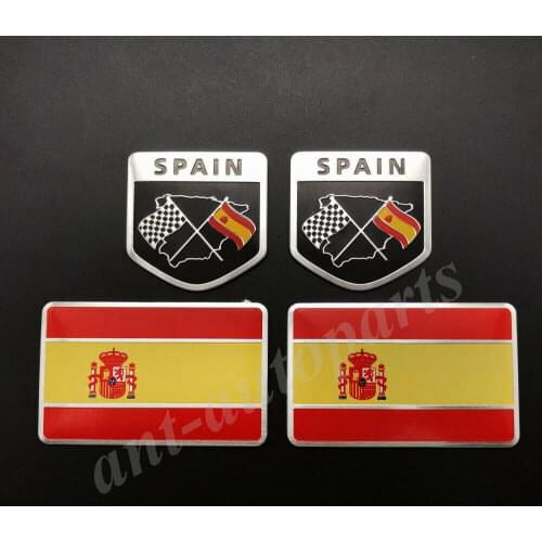 4x Metal Spain Spanish Flag Car Emblem Badge Motorcycle Fairing Sticker Decals