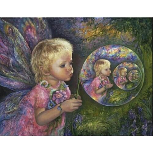 YIKEE diamond painting A little girl blows bubbles,diamond cross stitch,large diy diamond painting K177