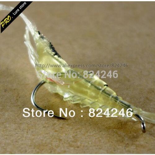Free Shipping 50pcs/Lot ,Soft plastic Prawn shrimp lure 4.5cm Bream Bass Trout Snapper with hooks free post