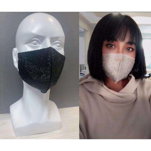 Shiny Party Rhinestone Masks Women Men Nightclub Singer Crystal Face Decoration Halloween Prom Role Cosplay Stage Accessories