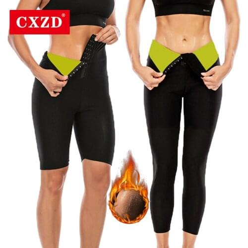 CXZD High-waist Pants Workout Gym Body Shaper Pants Three-breasted Pants Leggings Fitness Pants Hot Sweat Sauna Effect Slimming