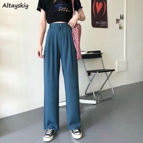 Pants Women Casual Full-length High Waist Solid Loose Oversize 5 Colors Simple All-match Soft Hot Sale Female Fashion Harajuku