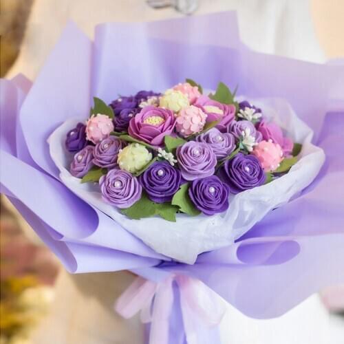 Handcraft Bride Rose Bouquets Artificial Felt Flower For Wedding Party Decor Living Home Decoration Felt DIY Package