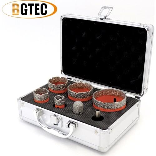 BGTEC 1set 20/35/40/50/65/F20/HEX Vacuum Brazed Diamond Drill Core Bits With Box 5/8-11 hole saw for porcelain tile, ceramic