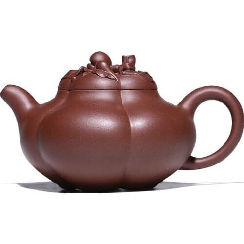 Yixing Purple Clay Teapot All handmade raw ore purple clay on walnut large-capacity teapot 300CC