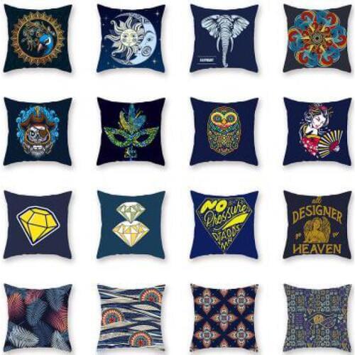 Indian Elephant Mandala Cushion Cover Skull Owl Summer Plant Flower Peacock Feather Printed Sofa Throw Pillow Case For Home