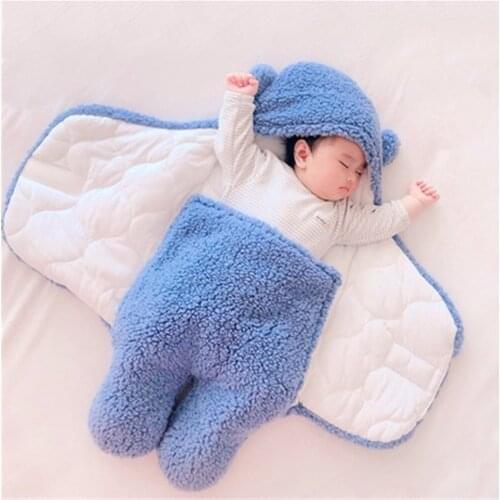 Baby Sleeping Bag Ultra-Soft Fluffy Fleece Newborn Receiving Blanket Infant Boys Girls ClothesSleeping Nursery Wrap Swaddle