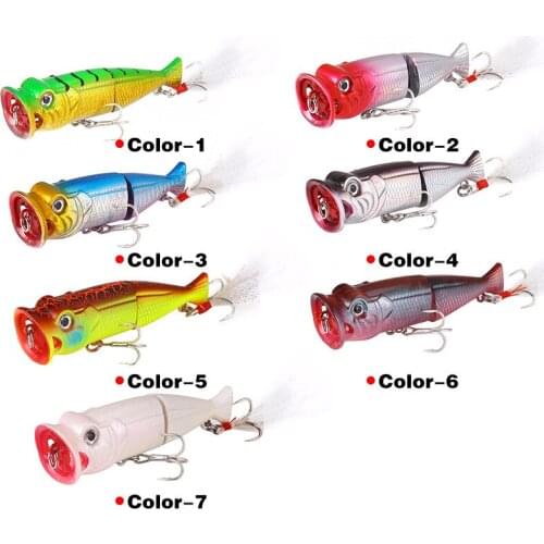 Two Sections Fishing Lures 10Cm 11G Topwater Popper Feathered Blood Trough Hook Bait Hard High Strength Bicyclic Fishing tackle