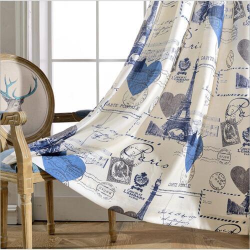 European Eiffel Tower Printed Curtains for Living Room Modern Curtains for the Bedroom Elegant Window Curtains