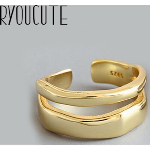 Simple Style Silver Color Geometric Irregular Rings For Women Gifts Large Adjustable Finger Rings