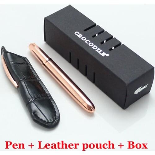 Mini Crocodile 9cm space ballpoint pen rose gold rings and leather pouch Neat Convience Metal unique pens with original box