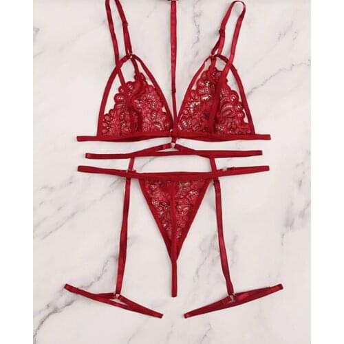 2021 European Style Underwear Set Sexy Lace Bra Womens Thin Sling Underwear Sexy Seamless G-String Pants Femael Lingerie Set