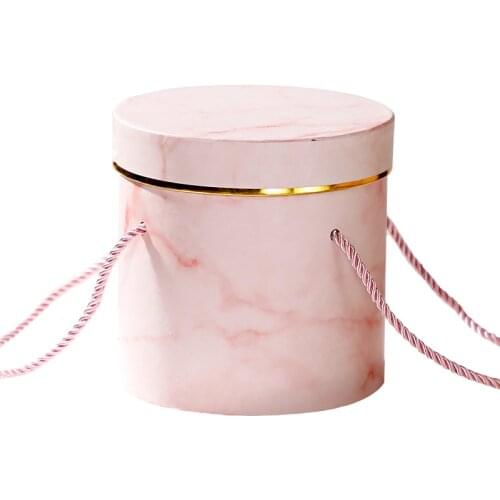 Hat Boxes Round Floral Boxes With Lid Lanyard Flora Packaging Paper Bag Gift Storage Box Florist Bouquet Flower Packaging Box