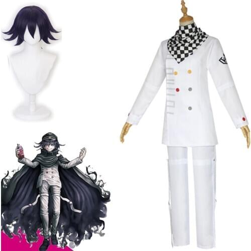 Danganronpa V3 Kokichi Oma Cosplay Costume Set President Oma Cosplay Wig Cloak Scarf Halloween Carnival Party Costumes