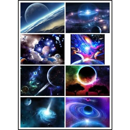 LIPHISFUN Needlework Home Decoration Diamond Painting 5d Diamond Embroidery Square Drill Full Space Planet Landscape