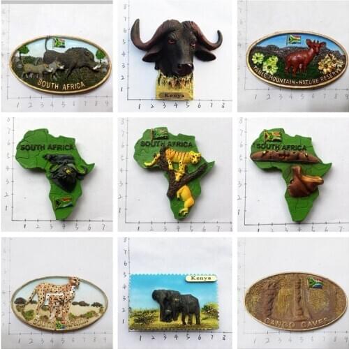 Fridge Magnet Souvenir Africa Kenya Tourism Souvenir Wild Ox Head Magnetic Refrigerator Sticker City Travel Decor Resin Craft