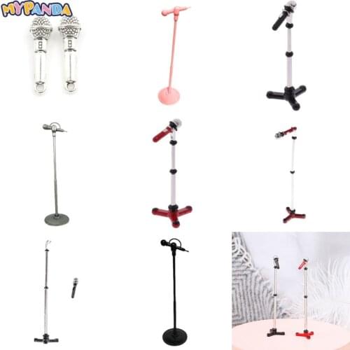Cute Mini Microphone Model 1:12 Doll House Dollhouse Miniature Furniture Toys Accessories for Baby Kids 1/2pcs
