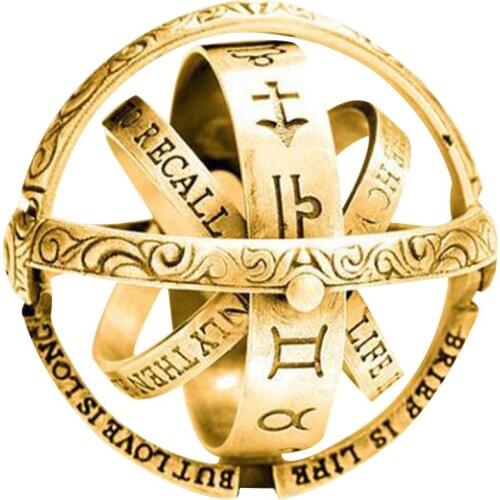 Fashion Women Men Hollow Astronomical Ball Overturn Transform Tellurion Ring trendy